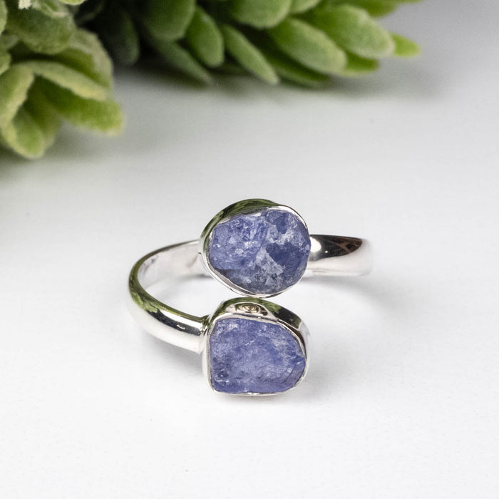 Raw Tanzanite Ring 5 - 7mm Adjustable .925 Silver - InnerVision Crystals