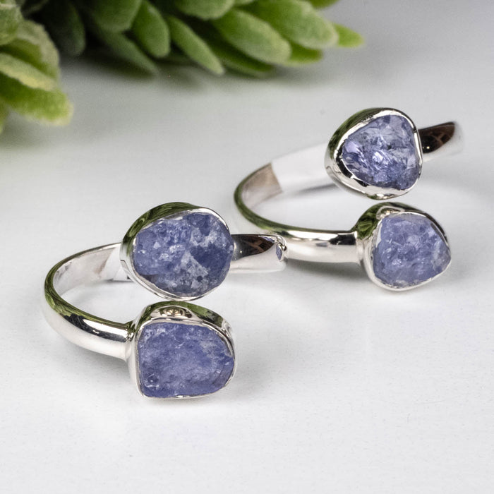 Raw Tanzanite Ring 5 - 7mm Adjustable .925 Silver - InnerVision Crystals