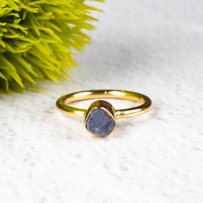 Raw Tanzanite Ring .925 Silver + 18k Gold - InnerVision Crystals