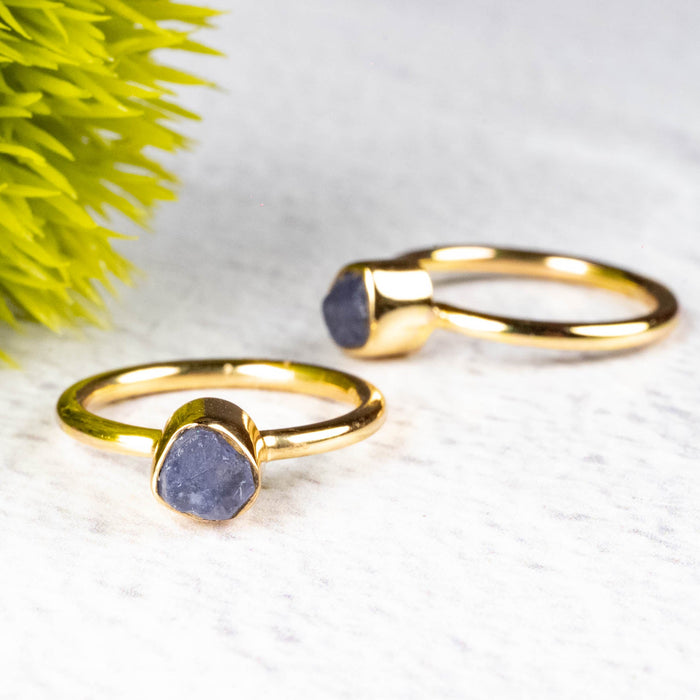 Raw Tanzanite Ring .925 Silver + 18k Gold - InnerVision Crystals