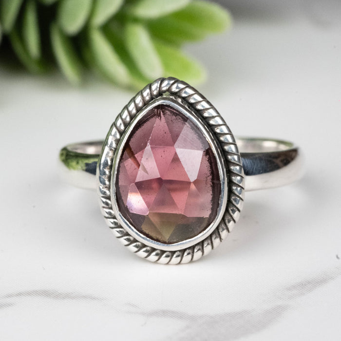 Rhodolite Garnet Ring 11x8mm Size 8 - InnerVision Crystals