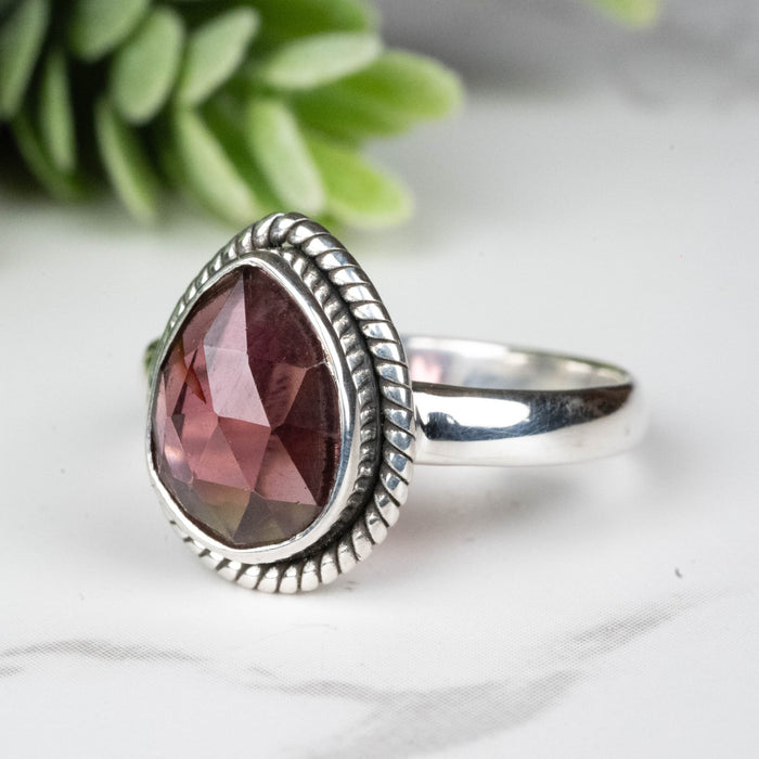 Rhodolite Garnet Ring 11x8mm Size 8 - InnerVision Crystals