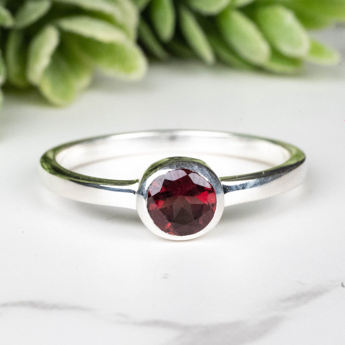 Rhodolite Garnet Ring 4.5mm Size 10 - InnerVision Crystals