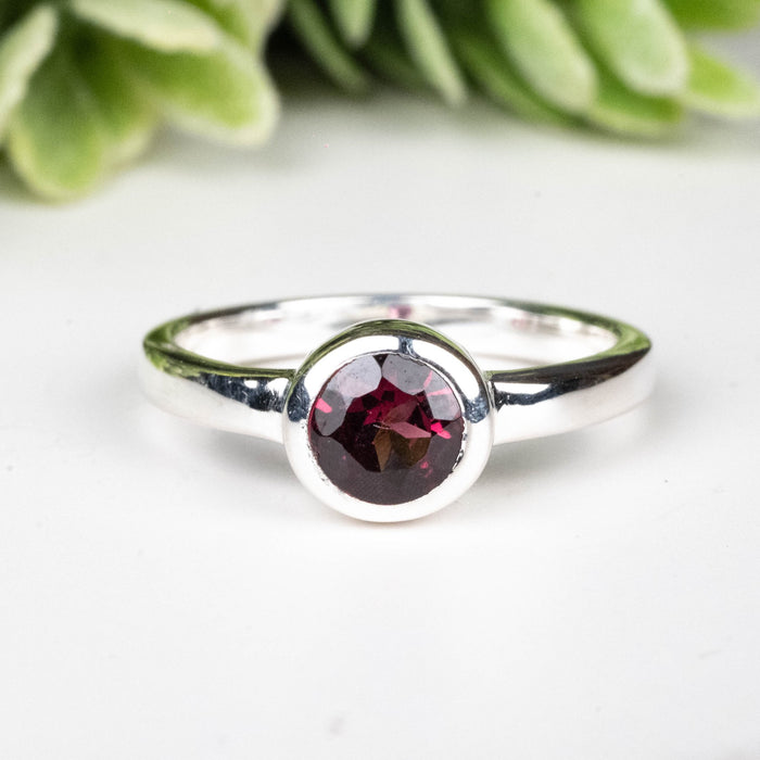 Rhodolite Garnet Ring 4.5mm Size 4 - InnerVision Crystals