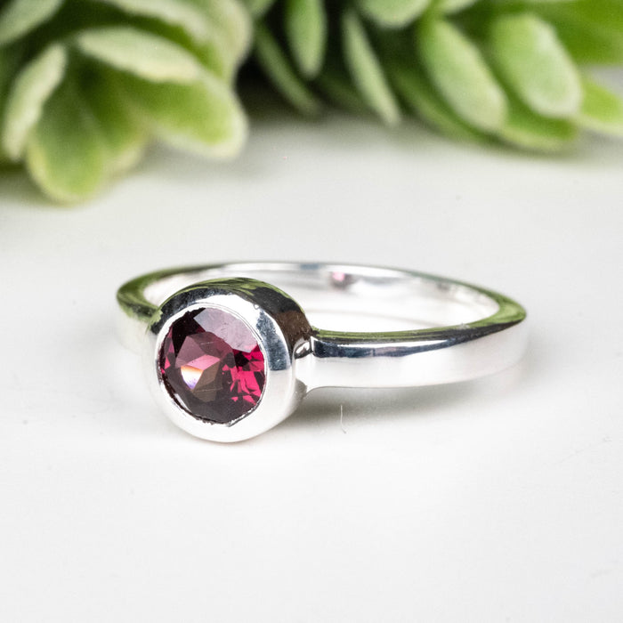 Rhodolite Garnet Ring 4.5mm Size 4 - InnerVision Crystals