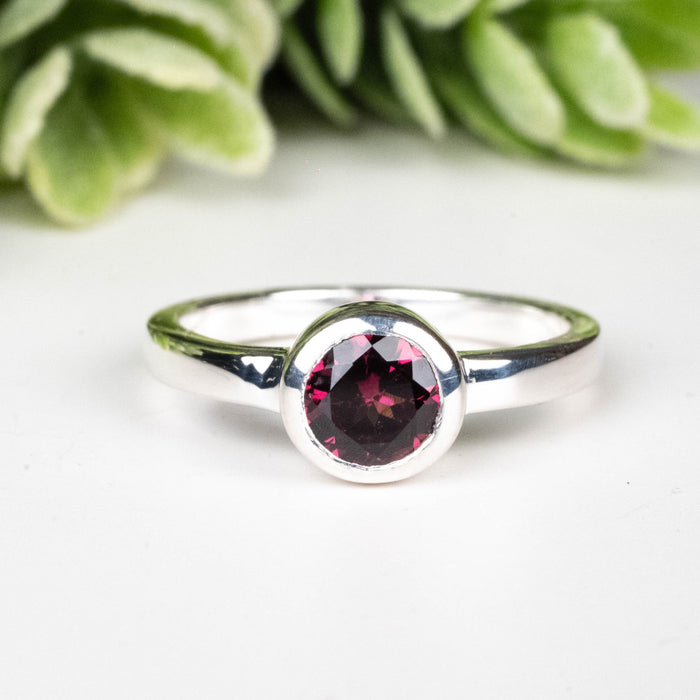 Rhodolite Garnet Ring 4.5mm Size 4 - InnerVision Crystals