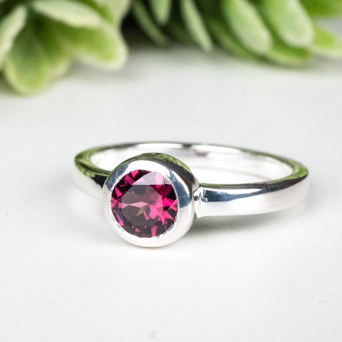 Rhodolite Garnet Ring 4.5mm Size 4 - InnerVision Crystals