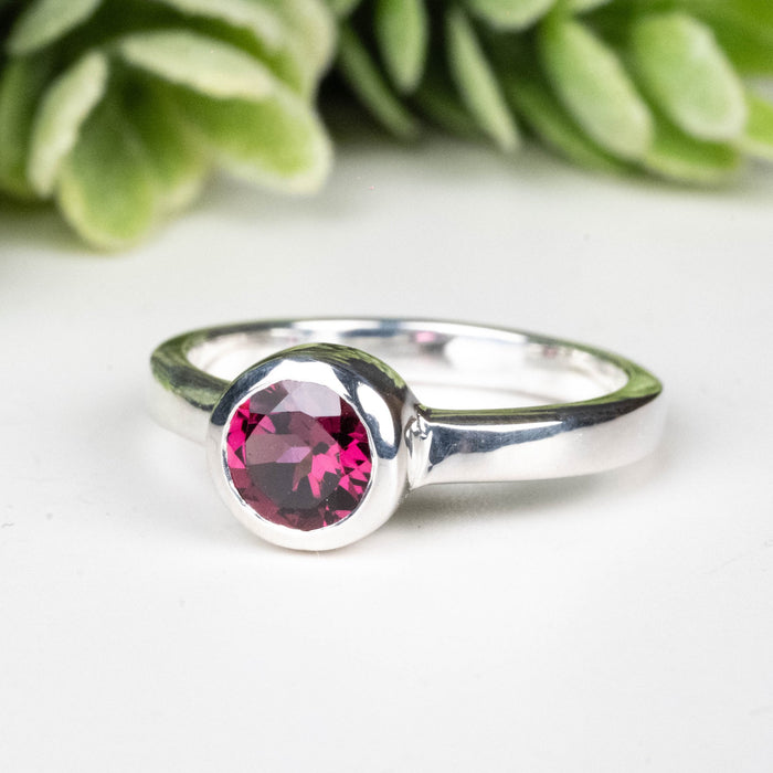 Rhodolite Garnet Ring 4.5mm Size 4 - InnerVision Crystals