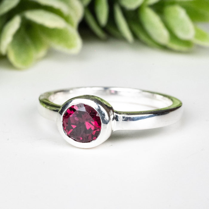 Rhodolite Garnet Ring 4.5mm Size 5 - InnerVision Crystals
