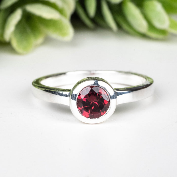 Rhodolite Garnet Ring 4.5mm Size 5 - InnerVision Crystals