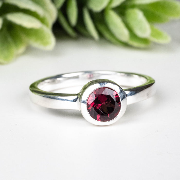 Rhodolite Garnet Ring 4.5mm Size 6 - InnerVision Crystals