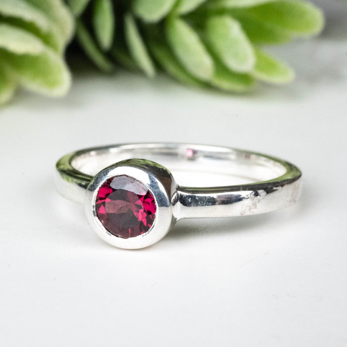 Rhodolite Garnet Ring 4.5mm Size 6 - InnerVision Crystals
