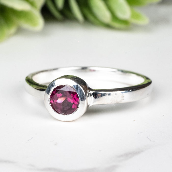 Rhodolite Garnet Ring 4.5mm Size 7 - InnerVision Crystals