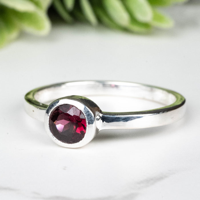 Rhodolite Garnet Ring 4.5mm Size 8 - InnerVision Crystals