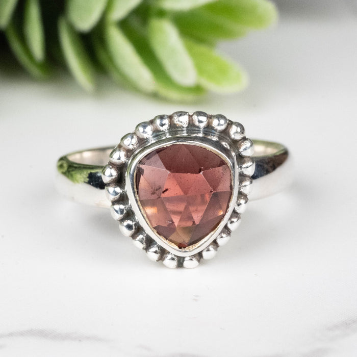 Rhodolite Garnet Ring 7mm Size 4 - InnerVision Crystals