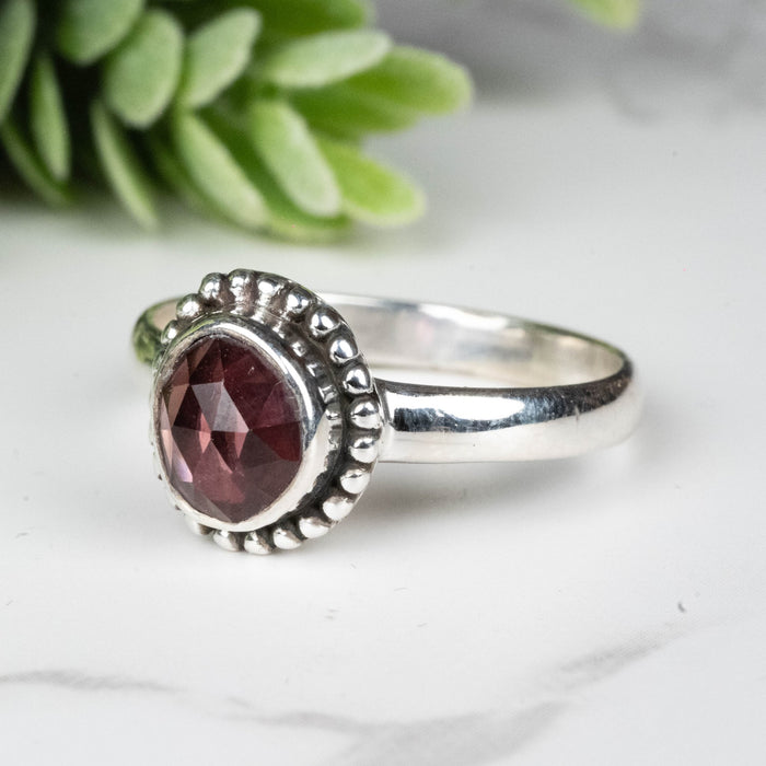 Rhodolite Garnet Ring 7x6mm Size 9 - InnerVision Crystals