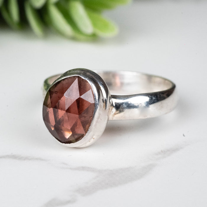 Rhodolite Garnet Ring 8x6mm Size 6 - InnerVision Crystals