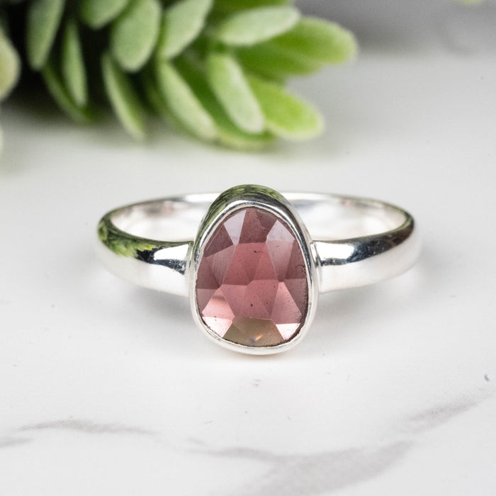 Rhodolite Garnet Ring 8x6mm Size 7 - InnerVision Crystals