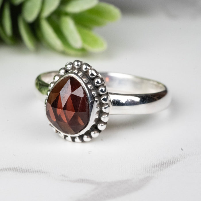 Rhodolite Garnet Ring 8x6mm Size 8 - InnerVision Crystals