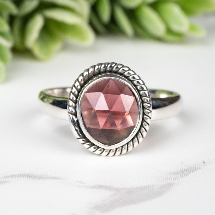 Rhodolite Garnet Ring 8x7mm Size 8 - InnerVision Crystals