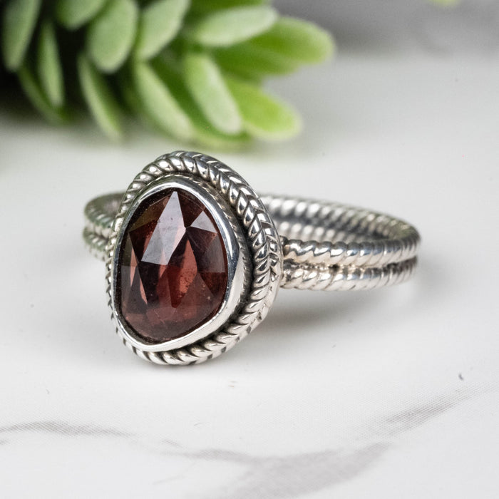 Rhodolite Garnet Ring 9x6mm Size 7.5 - InnerVision Crystals