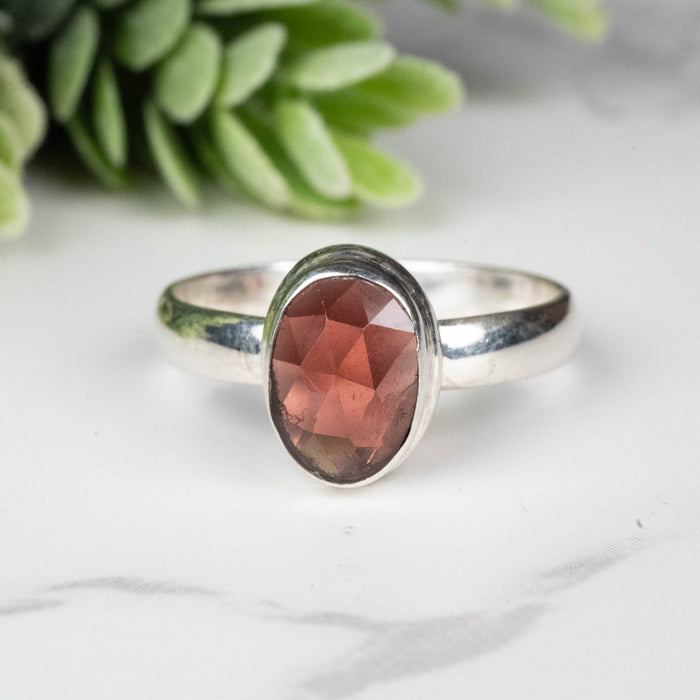 Rhodolite Garnet Ring 9x6mm Size 8.5 - InnerVision Crystals