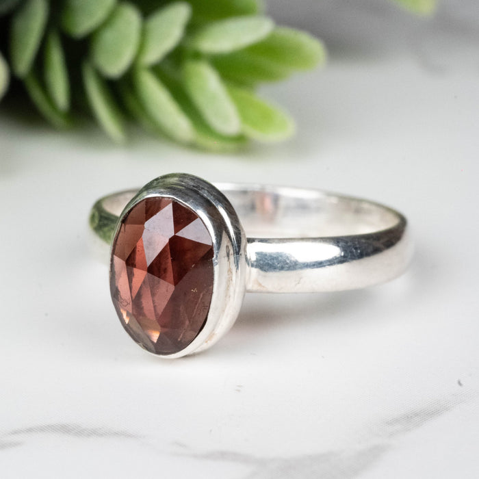 Rhodolite Garnet Ring 9x6mm Size 8.5 - InnerVision Crystals