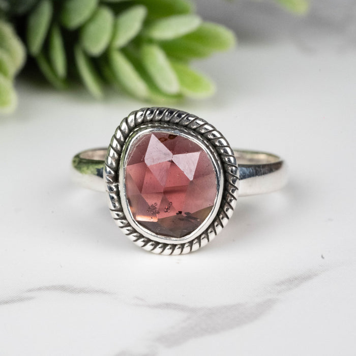 Rhodolite Garnet Ring 9x8mm Size 8 - InnerVision Crystals
