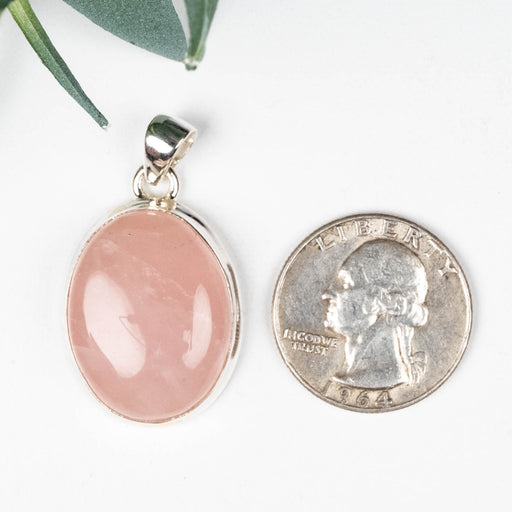Rose Quartz Pendant 10.34 g 38x22mm .925 Silver - InnerVision Crystals