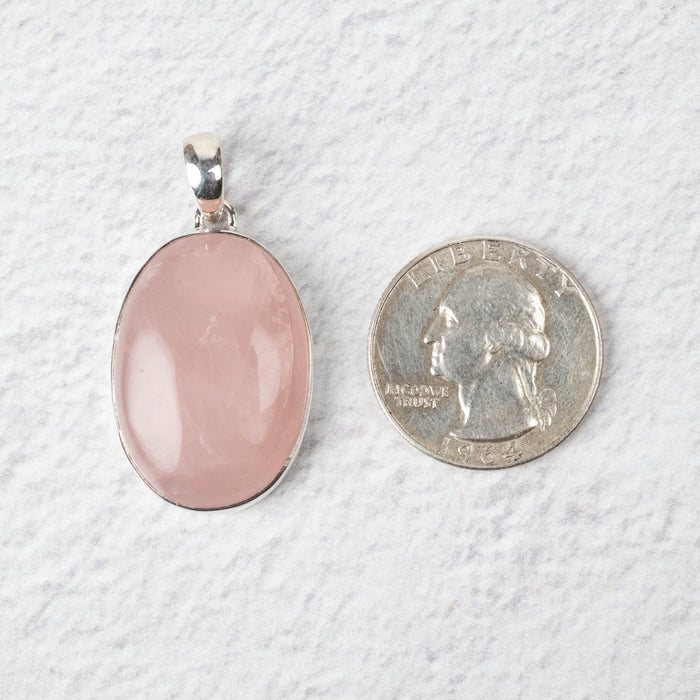 Rose Quartz Pendant 8.72 g 40x20mm .925 Silver - InnerVision Crystals