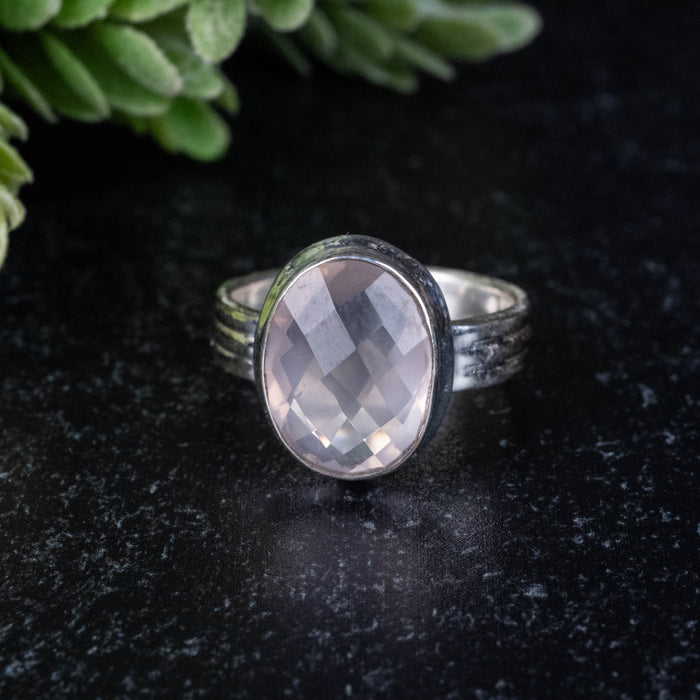 Rose Quartz Ring 13x10mm Size 7 - InnerVision Crystals