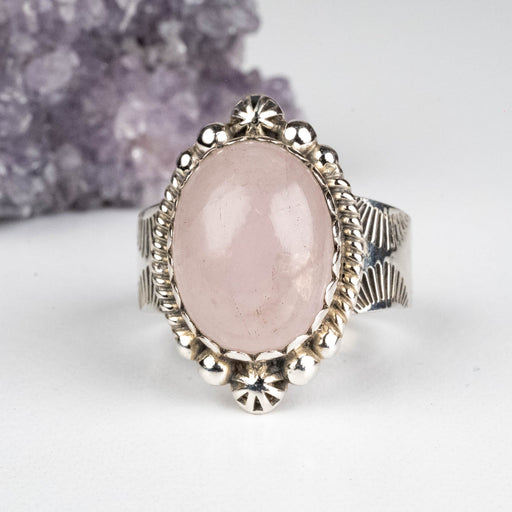 Rose Quartz Ring 17x11mm Size 10 - InnerVision Crystals