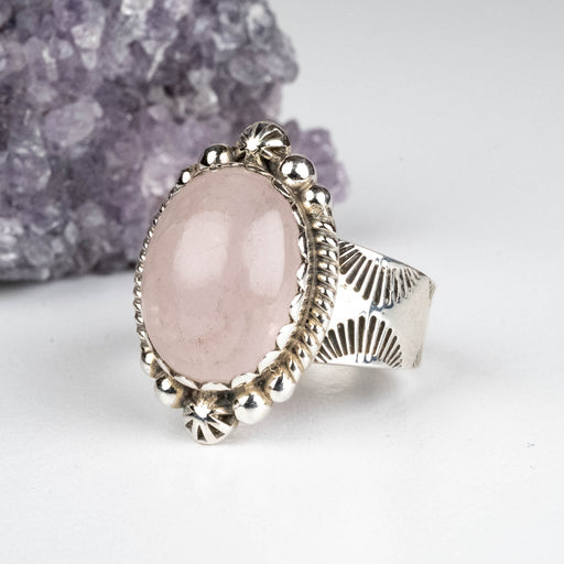 Rose Quartz Ring 17x11mm Size 10 - InnerVision Crystals