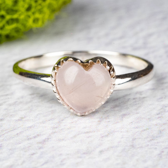 Rose Quartz Ring 7mm Size 11 .925 Silver - InnerVision Crystals