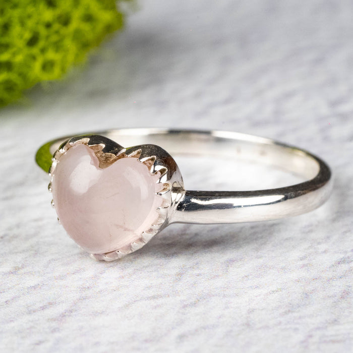 Rose Quartz Ring 7mm Size 11 .925 Silver - InnerVision Crystals