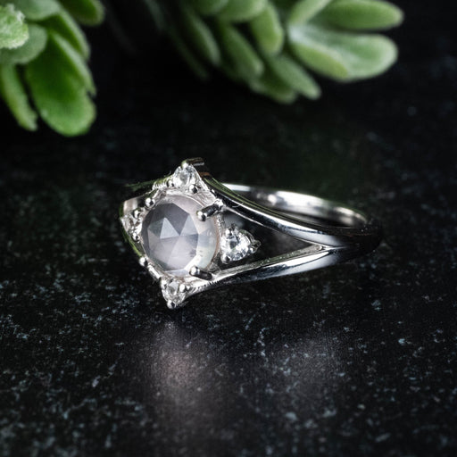 Rose Quartz + White Topaz Ring 6mm/1mm Size 7 - InnerVision Crystals