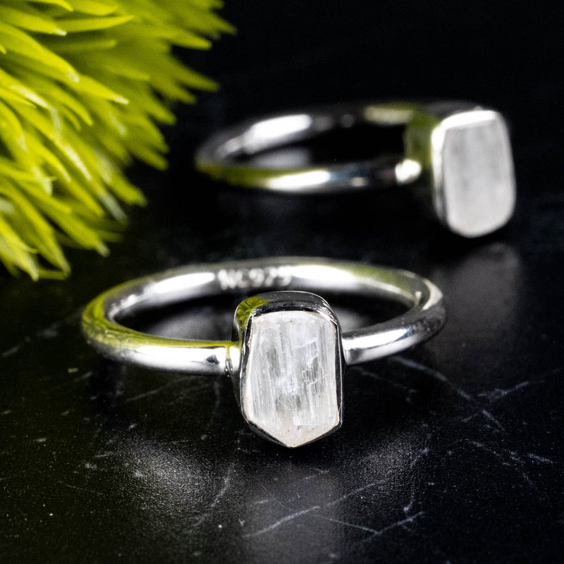 Selenite / Satin Spar Ring .925 Silver - InnerVision Crystals
