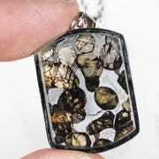 Sericho Pallasite Meteorite Pendant 28x21mm—Titanium Steel w/ 25" Chain PRE-ORDER - InnerVision Crystals