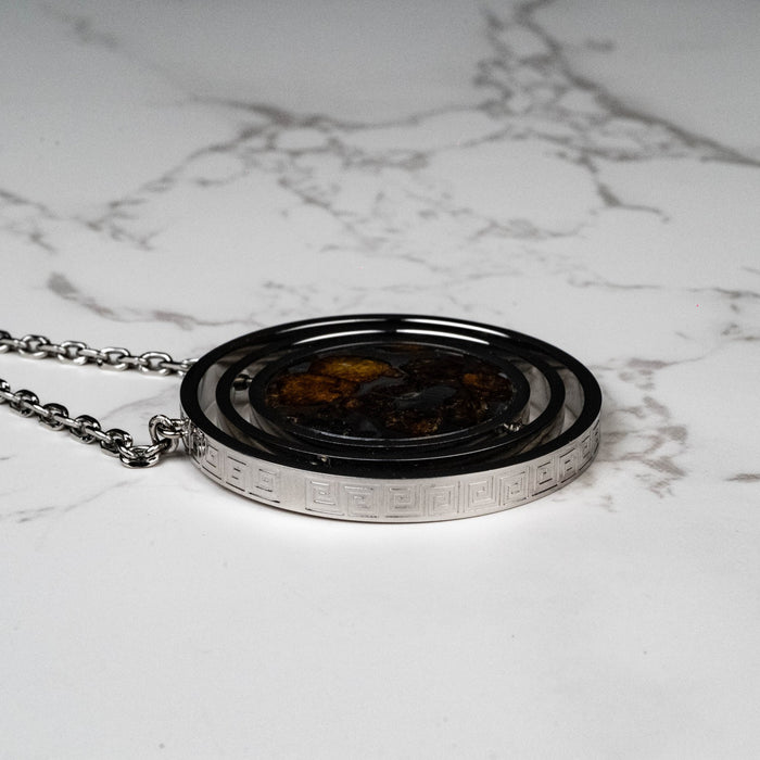 Sericho Pallasite Meteorite Pendant 42mm Titanium Steel w/ 24" Chain - InnerVision Crystals