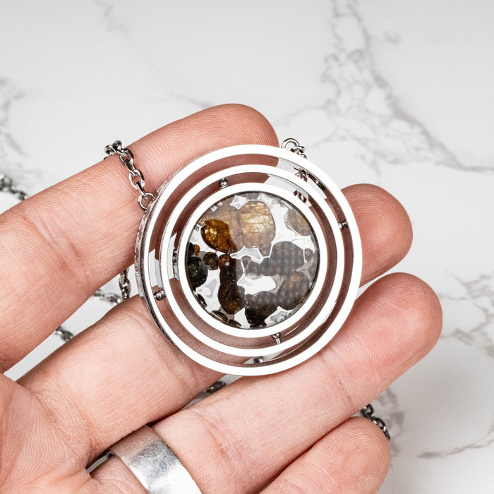Sericho Pallasite Meteorite Pendant 42mm Titanium Steel w/ 24" Chain - InnerVision Crystals