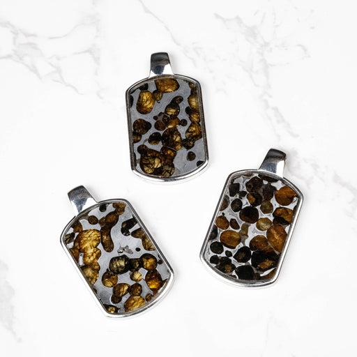Sericho Pallasite Meteorite Pendant 45x25mm .925 Silver - InnerVision Crystals