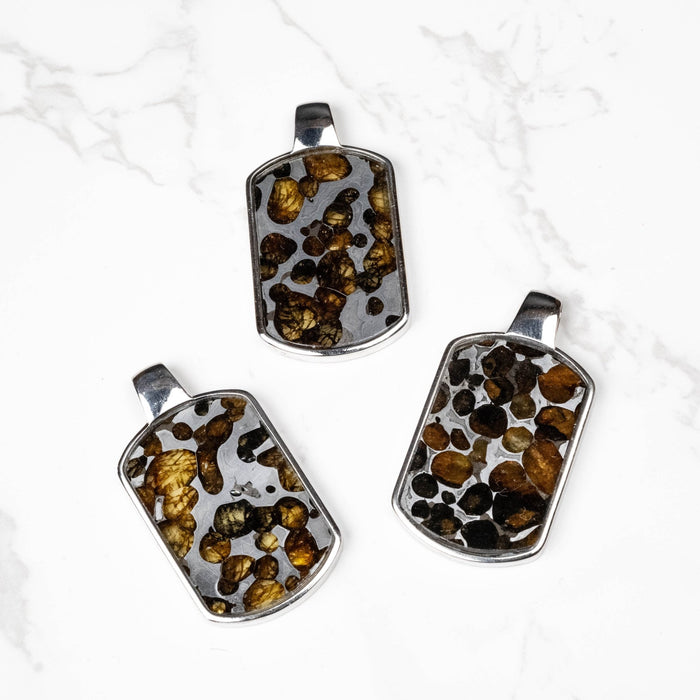 Sericho Pallasite Meteorite Pendant 45x25mm .925 Silver - InnerVision Crystals