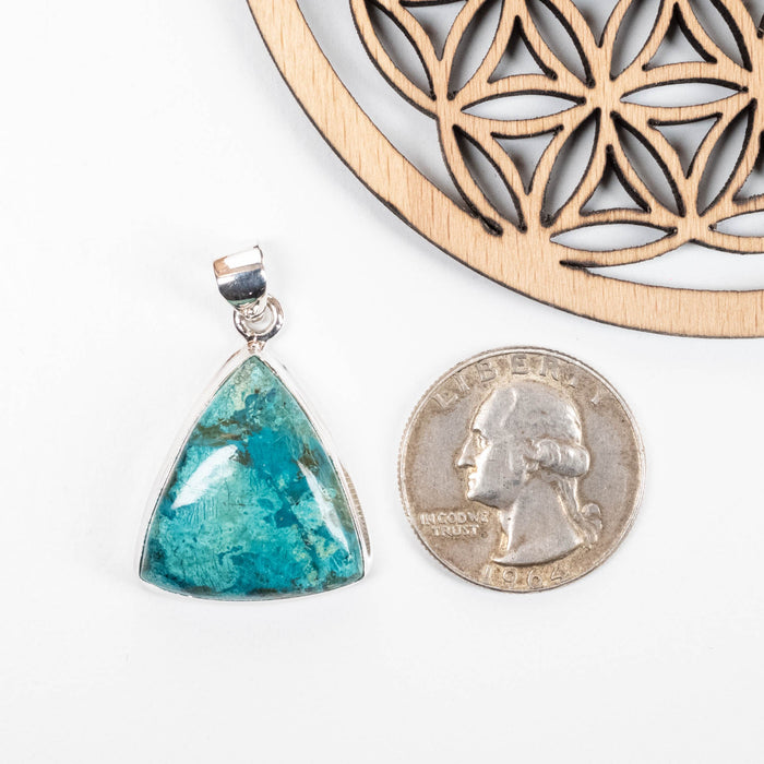 Shattuckite Pendant 7.17 g 36x23mm .925 Silver - InnerVision Crystals