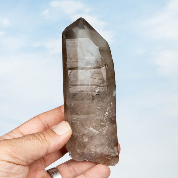 Smoky Lemurian Seed Quartz Crystal 350 g 137x47mm - InnerVision Crystals