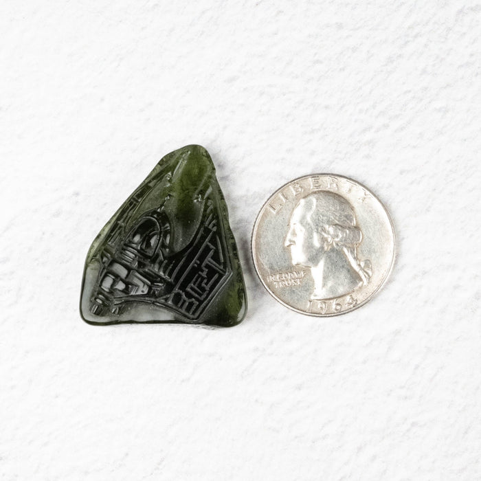 Spaceship Moldavite Carving 45.90 ct 30x27x9mm - InnerVision Crystals