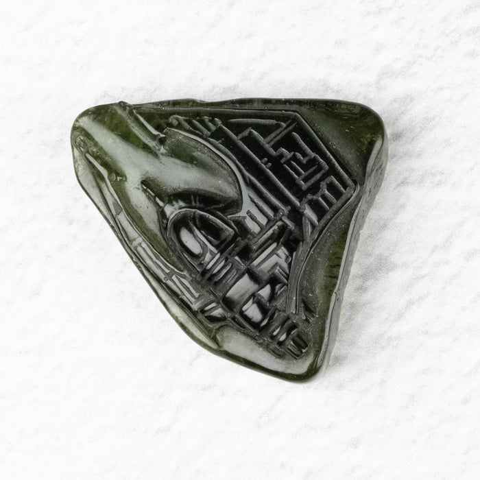 Spaceship Moldavite Carving 45.90 ct 30x27x9mm - InnerVision Crystals