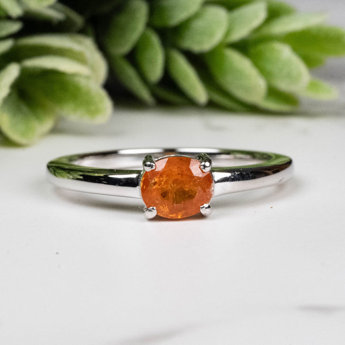 Spessartine Garnet Ring 6x4.5mm Size 7 - InnerVision Crystals
