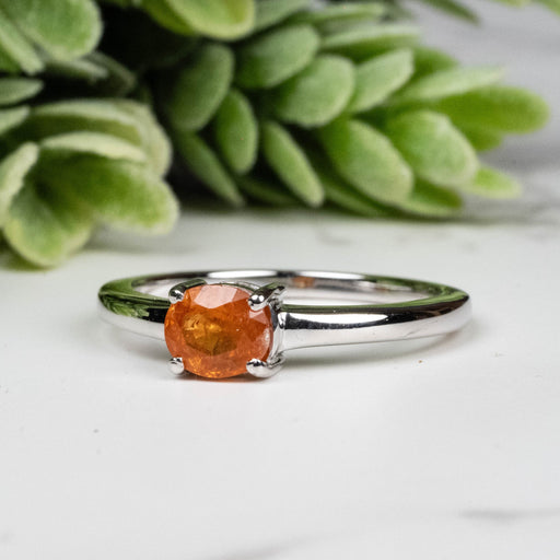 Spessartine Garnet Ring 6x4.5mm Size 7 - InnerVision Crystals