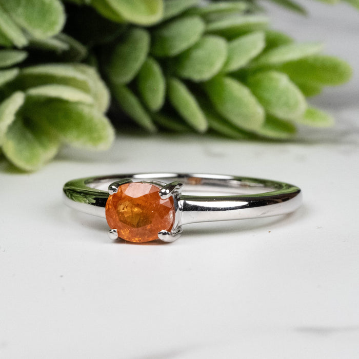 Spessartine Garnet Ring 6x4.5mm Size 7 - InnerVision Crystals