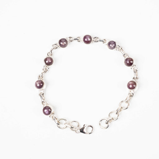 Star Ruby Bracelet 6mm 7" .925 Silver - InnerVision Crystals